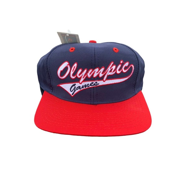 Vintage 90s Logo 7 Olympic Games Navy Red Snapback Hat Cap